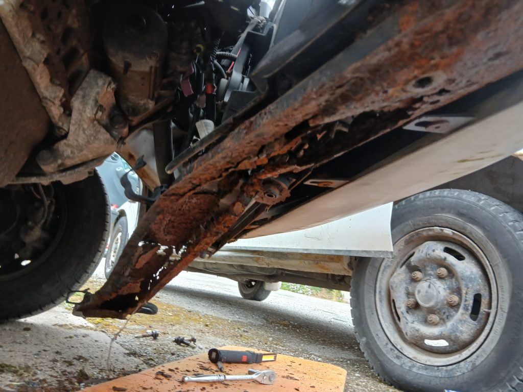 Fiat Ducato motorhome repairs Serious Rust on the Front Cross