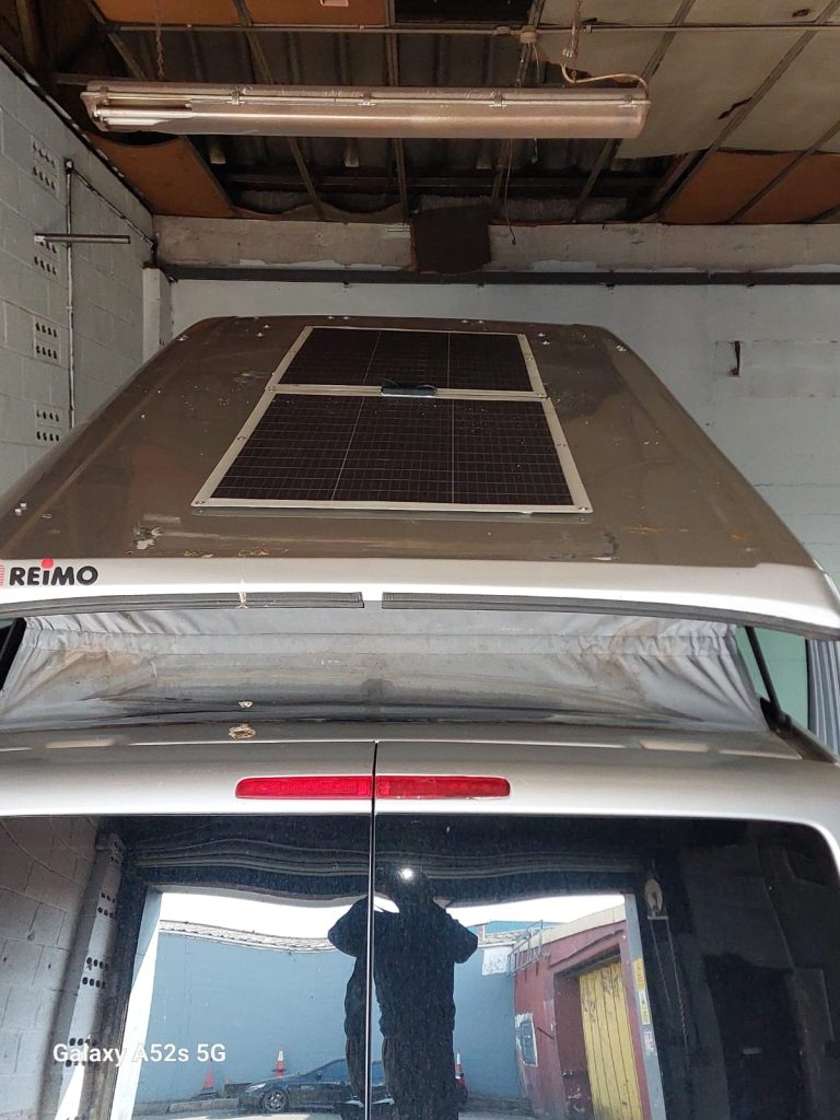 Installing Renogy 2000W solar panels for a VW campervan solar panel installation.