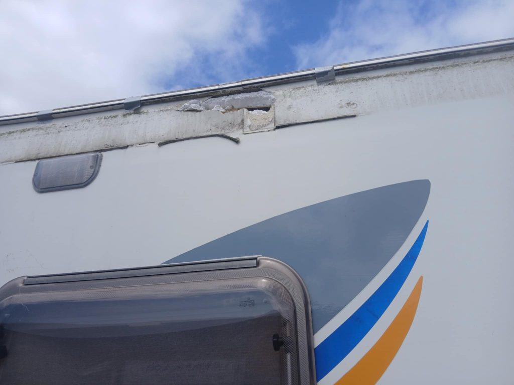 Motorhome fibreglass side panel.