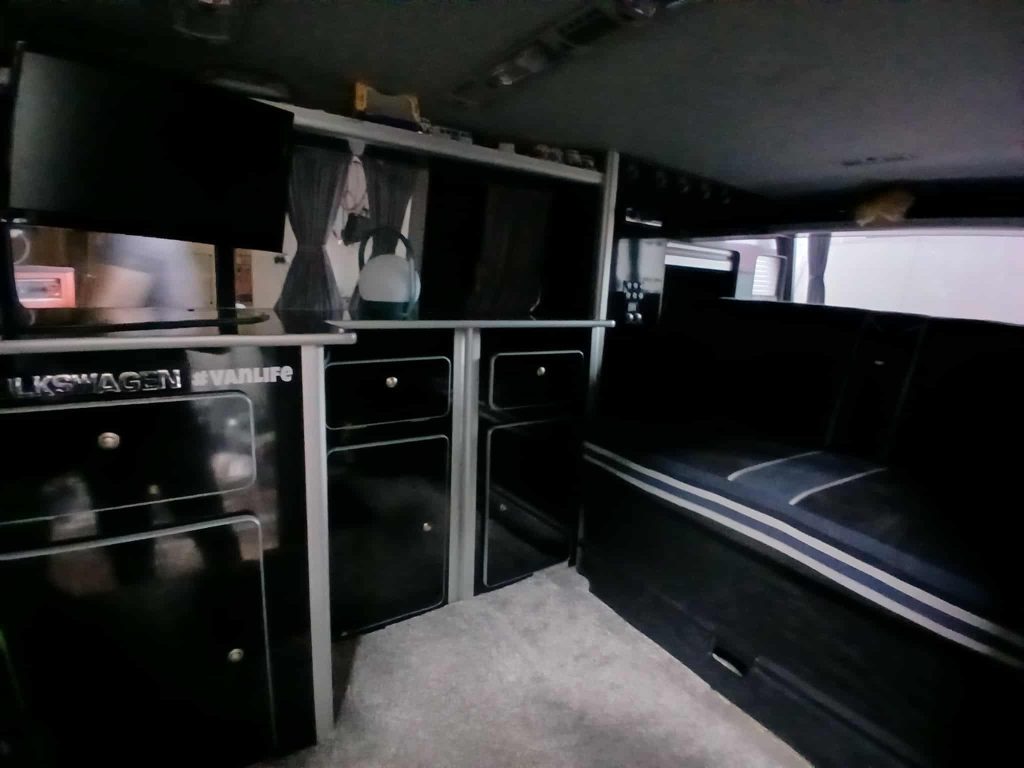 VW T5 campervan lining and LED spotlight installation
