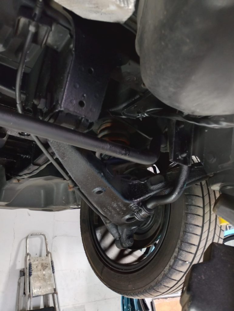 Protected VW T6 underbody after professional underseal application by Kinmel Campers