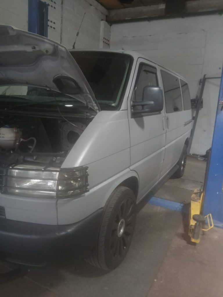 New Delphi rear brake discs and pads fitted to Volkswagen T4