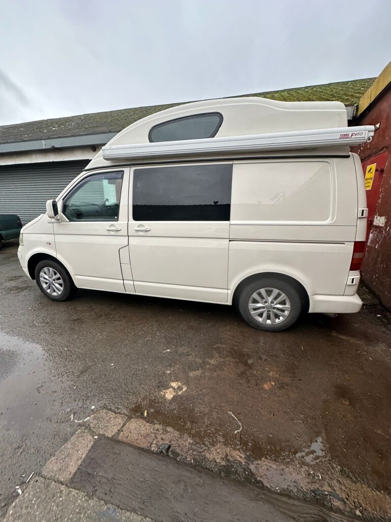 VW T5 full respray side window and body alignment after professional repaint
