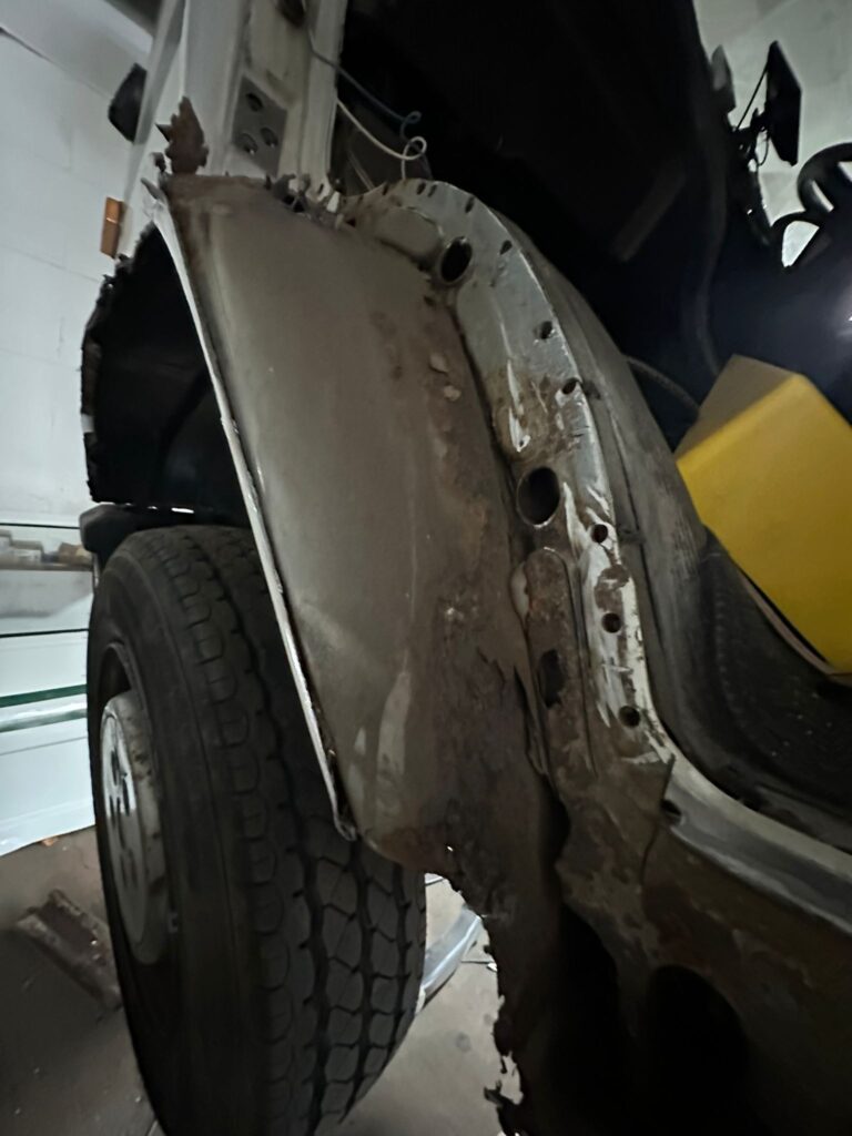 Talbot Express restoration inner wing corrosion repair and metal reconstruction