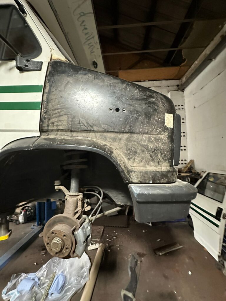 Talbot Express restoration front end stripped for sill and structural panel repair