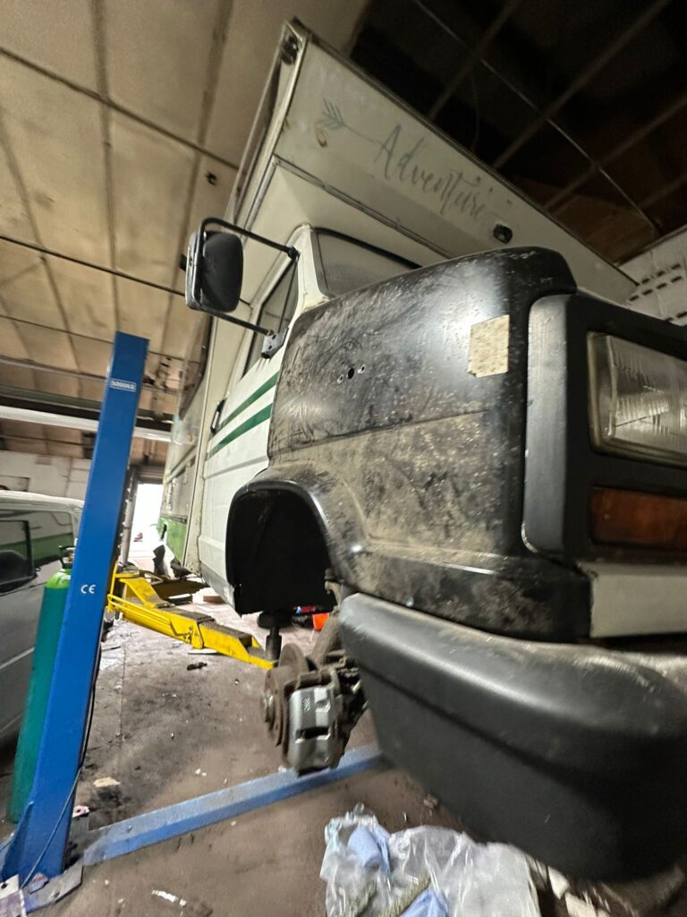 Talbot Express restoration front suspension removal and structural inspection