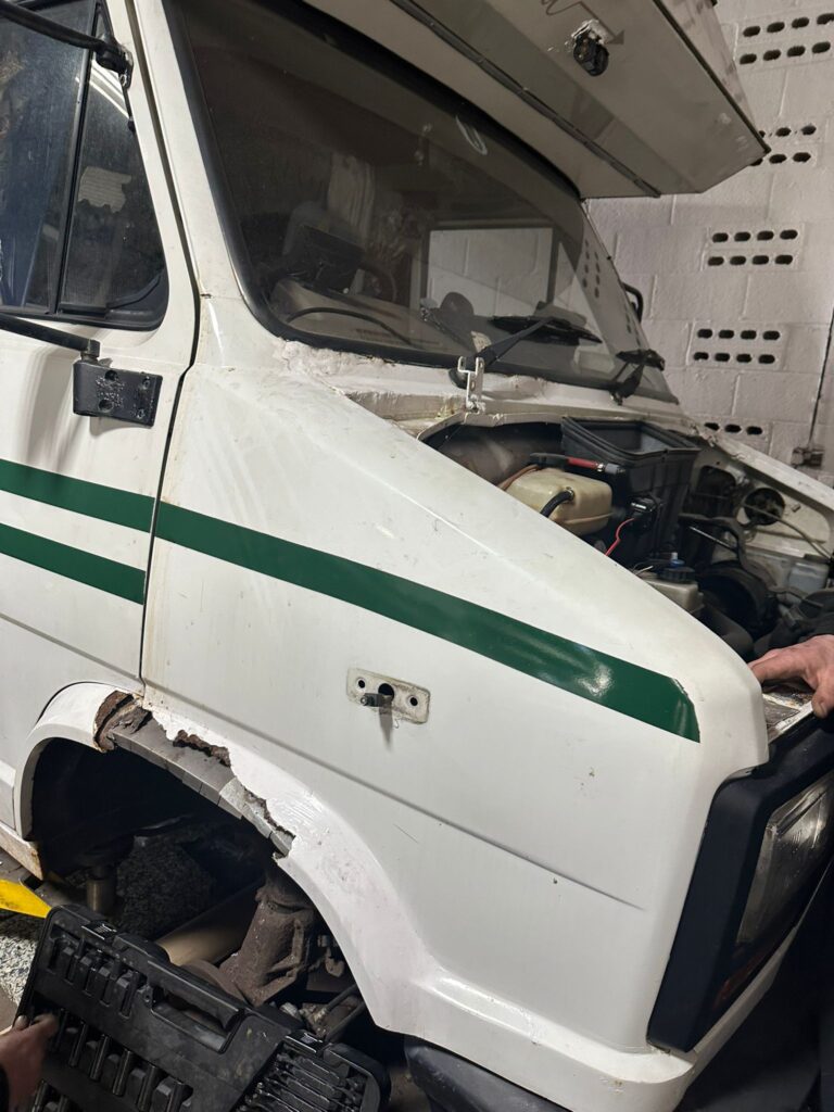 Talbot Express restoration engine mount repair and structural welding work