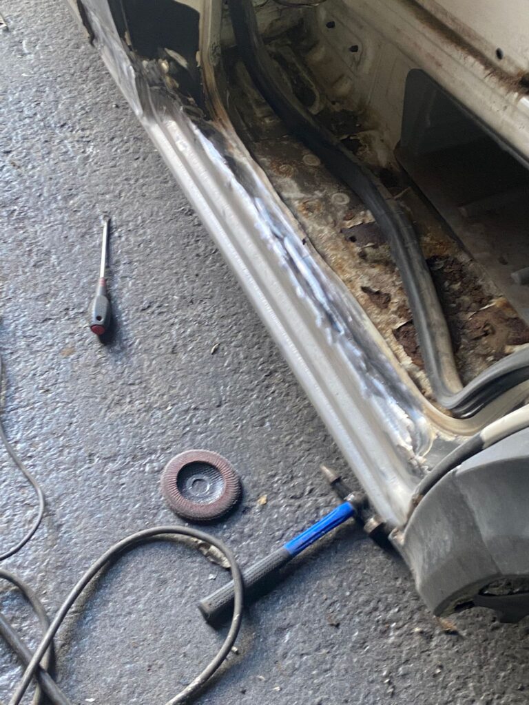 Volkswagen Crafter sill after grinding and shaping ready for welding installation